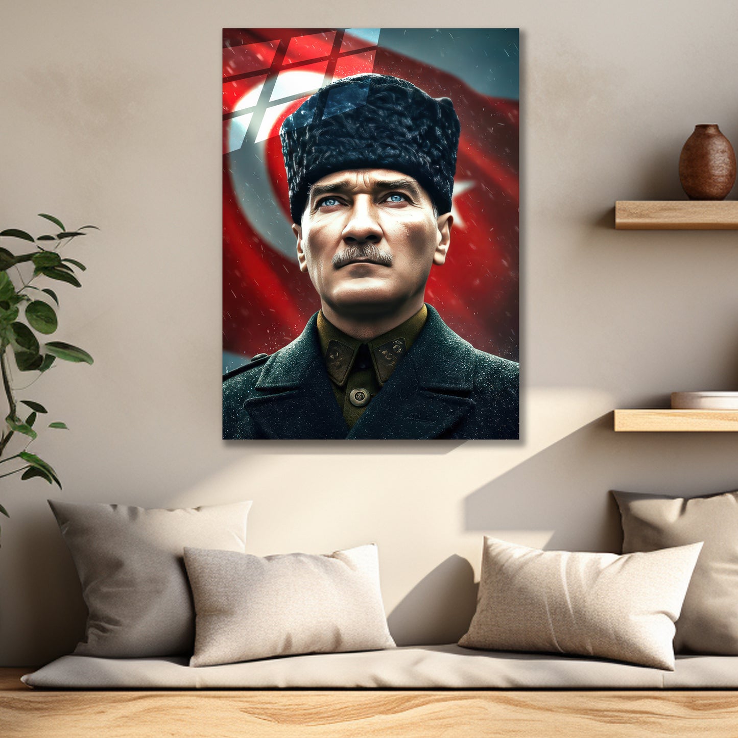 Atatürk Cam Tablo | Bayrak ve Ata