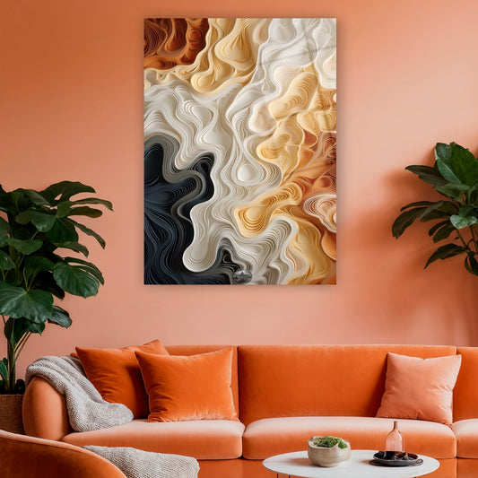 Kağıt Dalgaları Cam Tablo