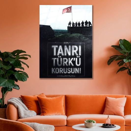 Türkçü Cam Tablo | Tanrı Türk'ü Korusun dekorica