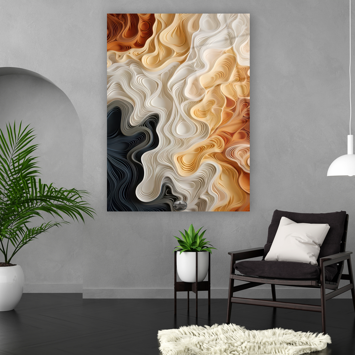 Kağıt Dalgaları Cam Tablo