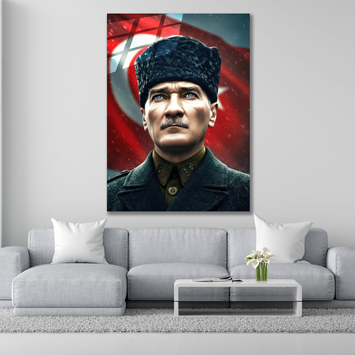 Atatürk Cam Tablo | Bayrak ve Ata