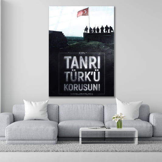 Türkçü Cam Tablo | Tanrı Türk'ü Korusun dekorica