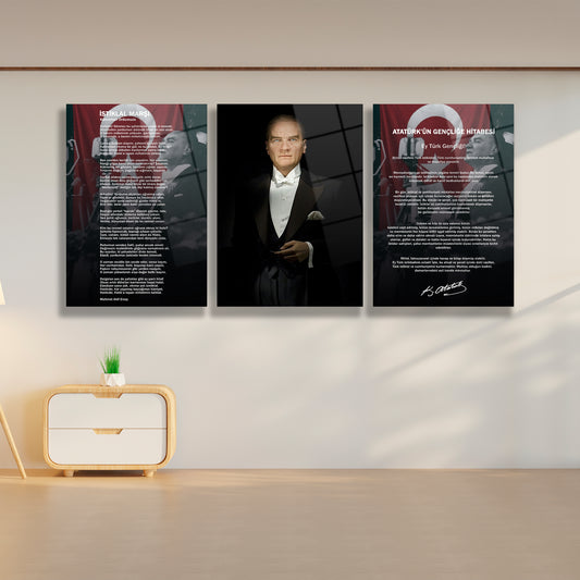 çerçevesiz mustafa kemal atatürk portresi duvar dekoru