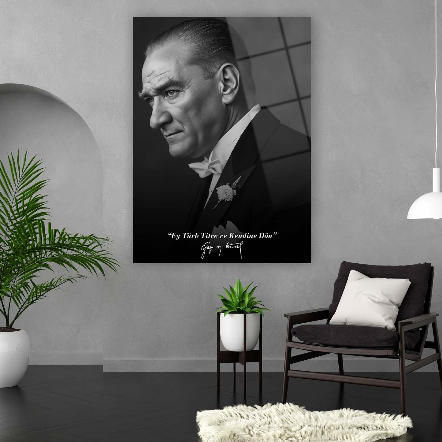 karizmatik gazi mustafa kemal profil cam tablo