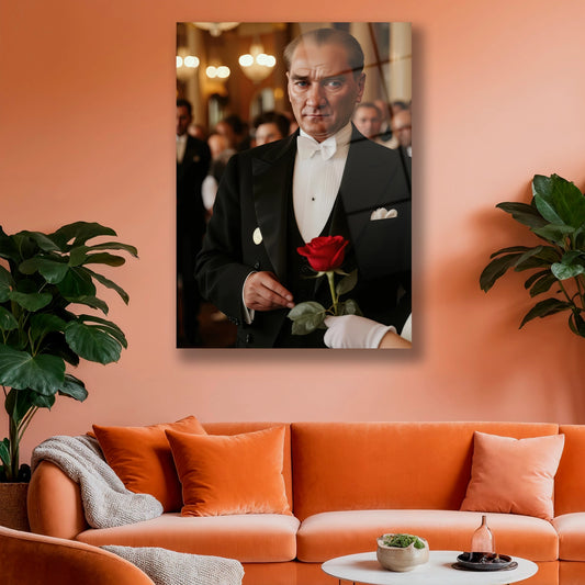 Atatürk smokin porte cam tablo