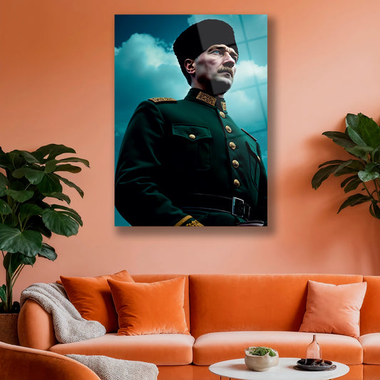 askeri sahnede atatürk cam tablo