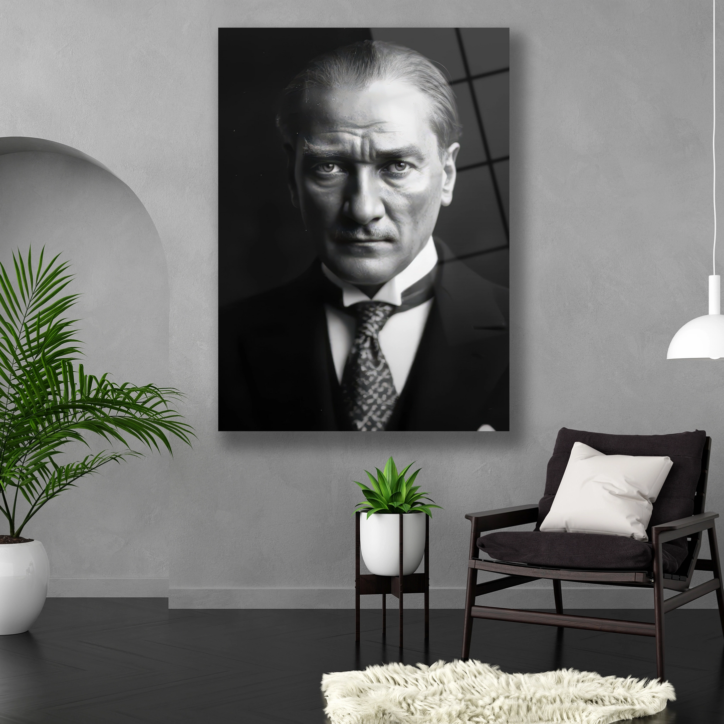 resmi duruşlu atatürk cam tablo