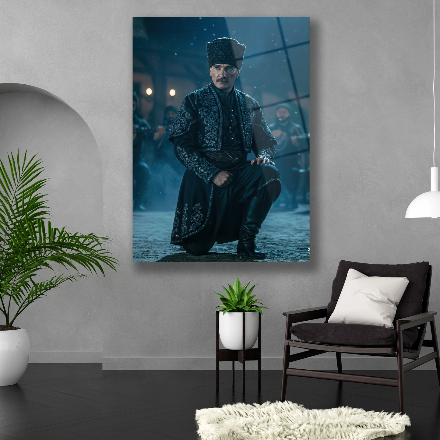 Zeybek dansıyla Atatürk cam tablo