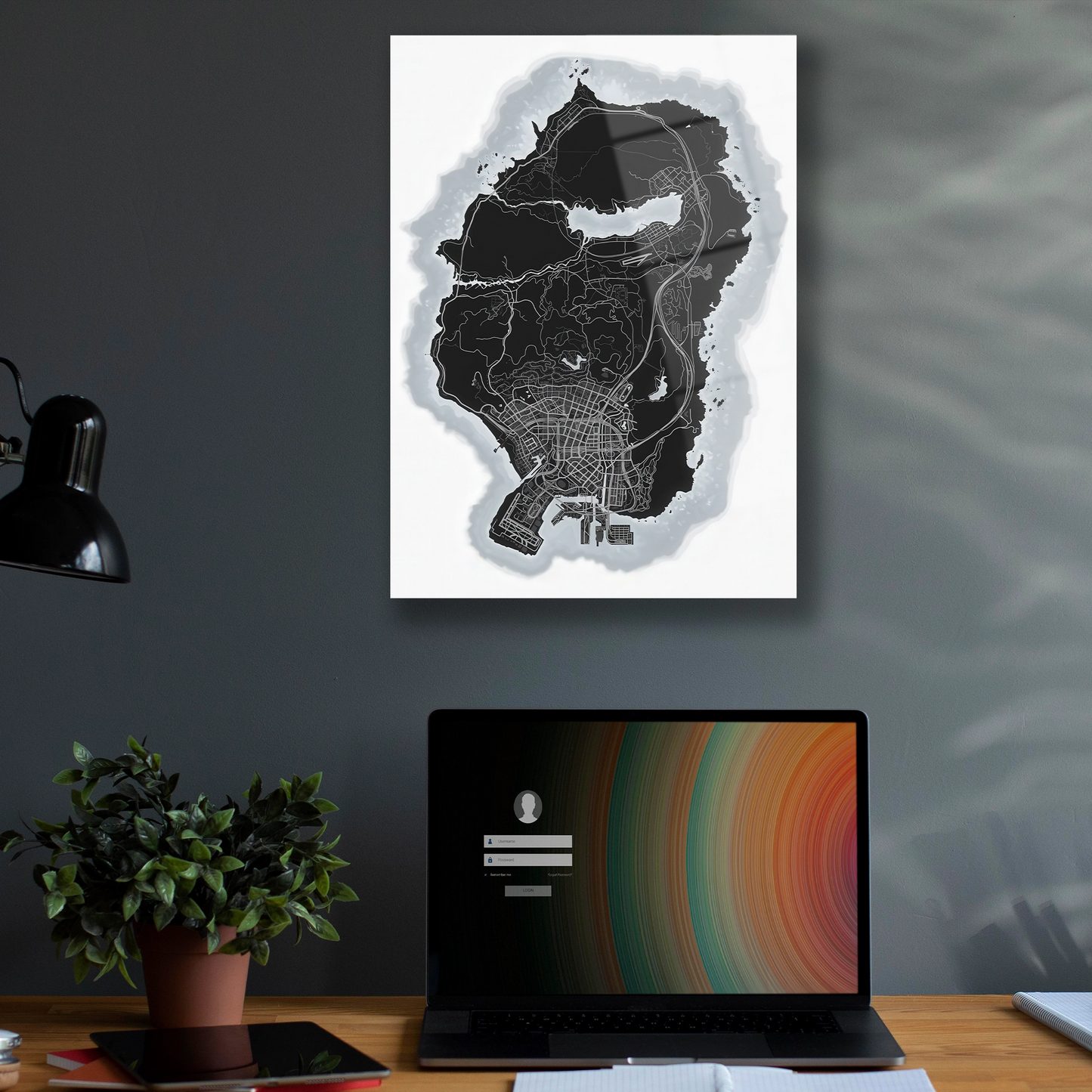 grand theft auto haritası cam tablo