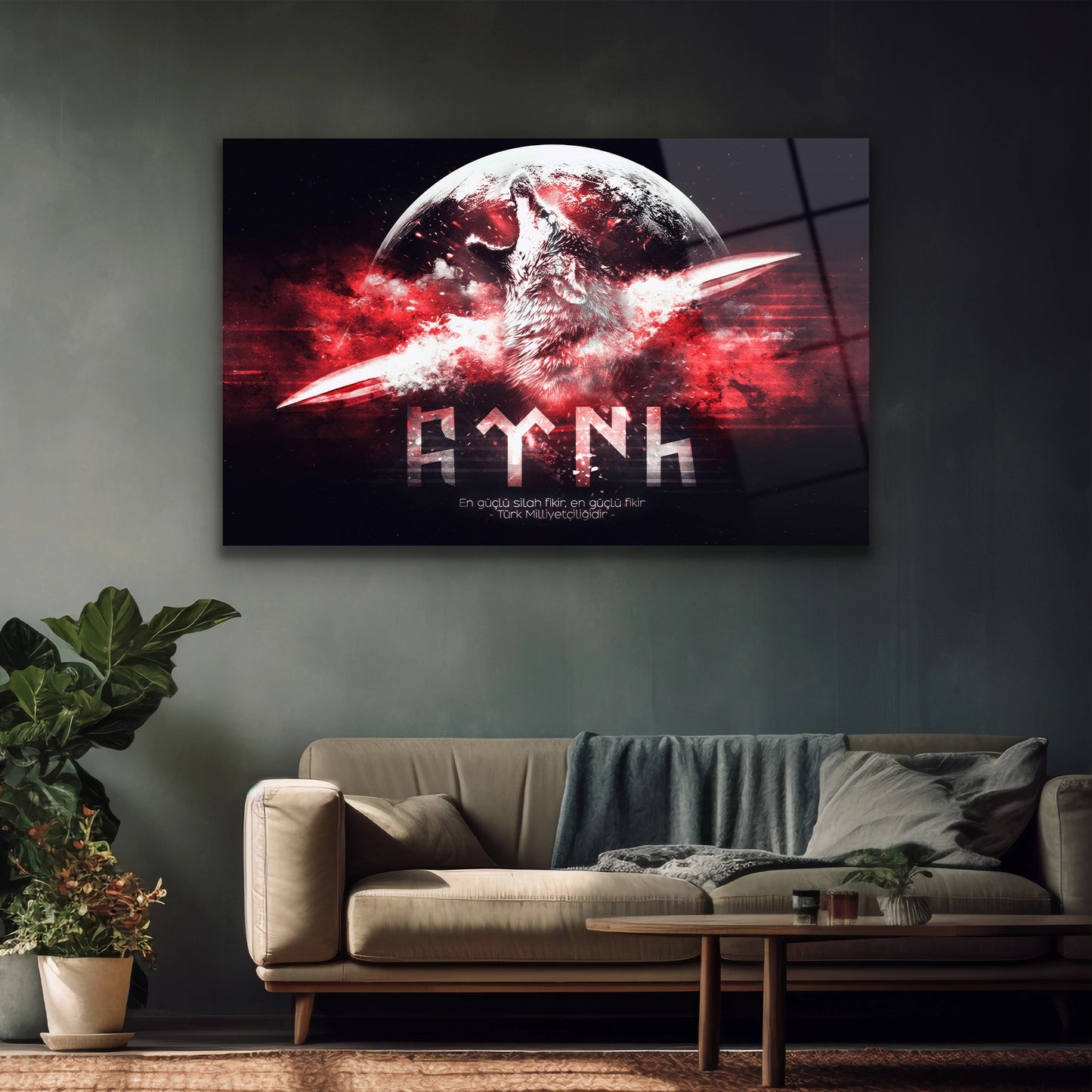 bozkurtlu gök türkce cam tablo