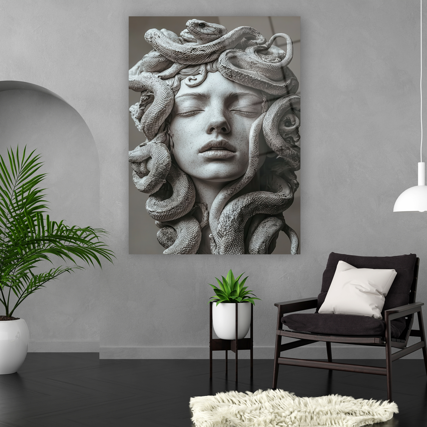 medusa head snakes sculpture glass art