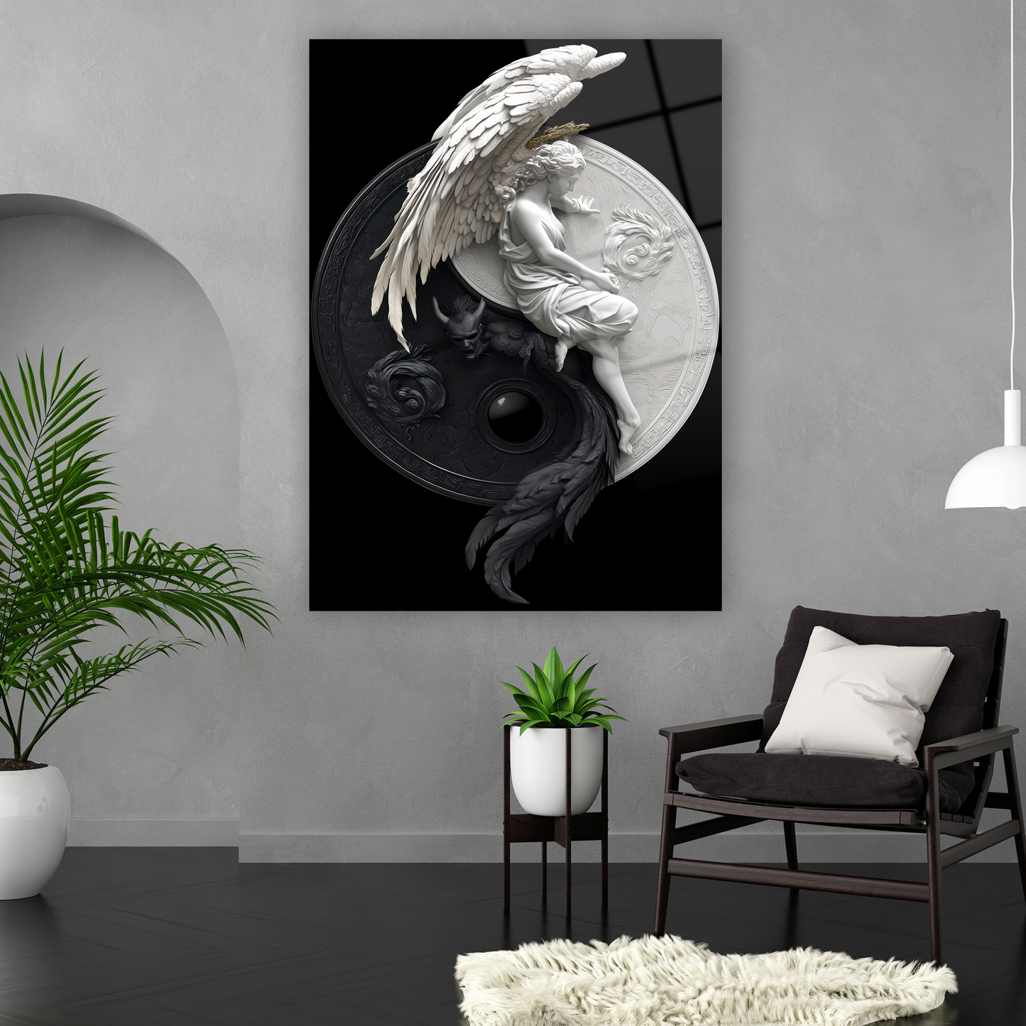 siyah beyaz mitolojik 3d tablo