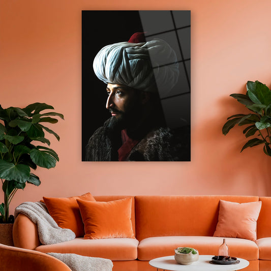 kavuklu ve kürklü tarihi hanedan lideri duvar dekoru