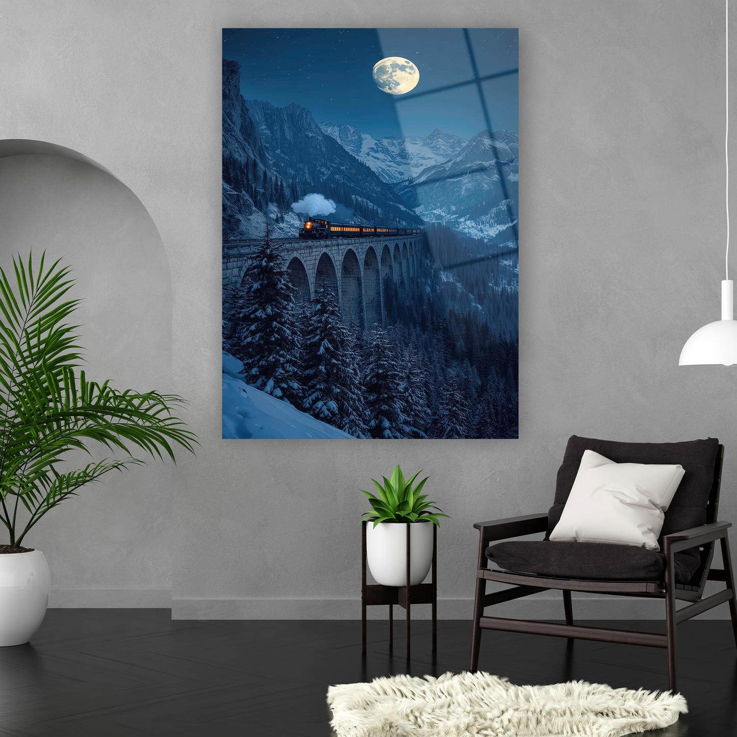 salon ve ofis için sinematik kış manzarası lüks tablo