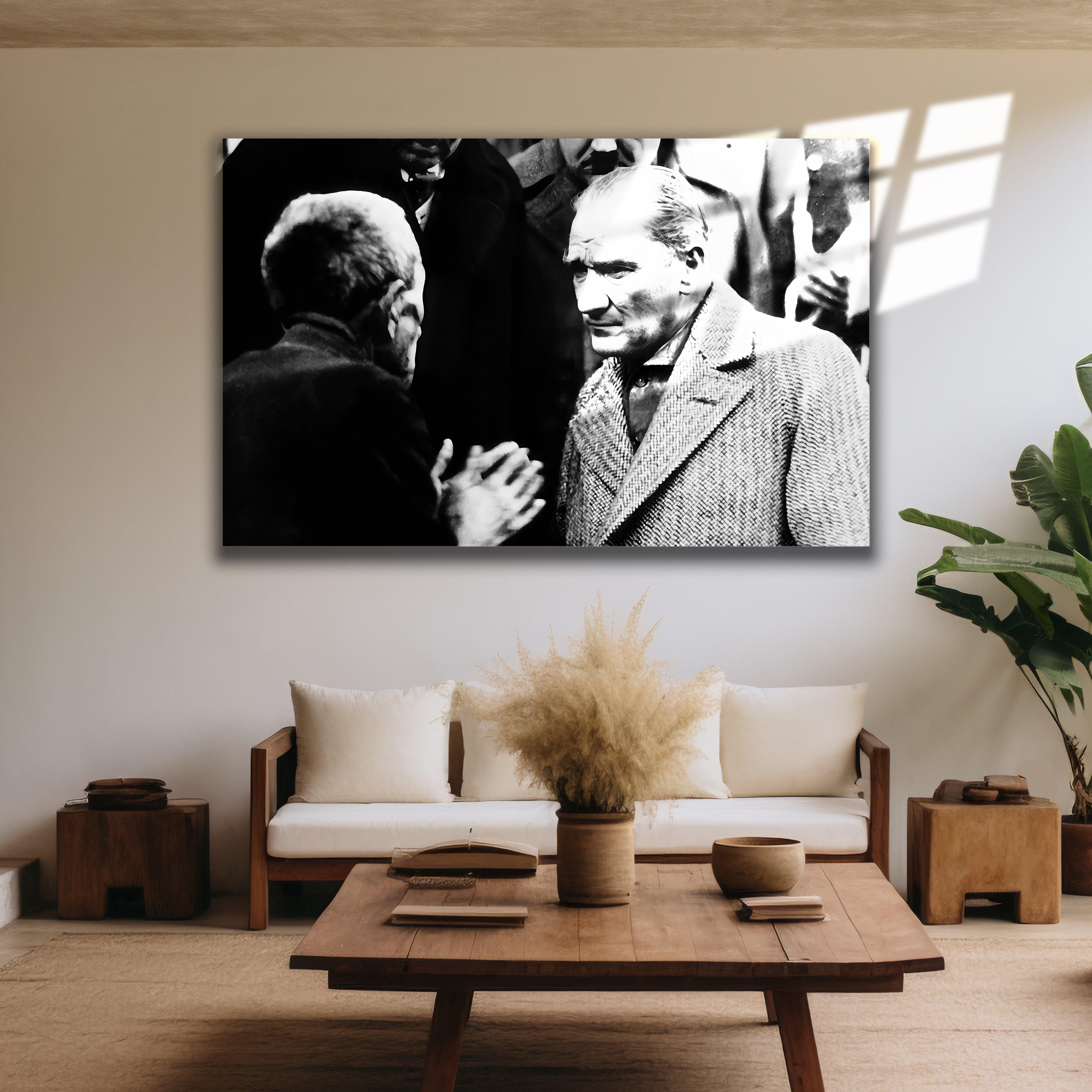 köylü ve atatürk konuşması cam tablo