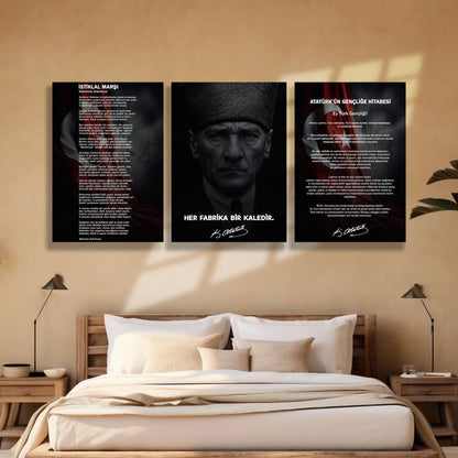 gençliğe hitabe seti okul iç cam tablo