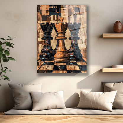 şah ve mat cam tablo