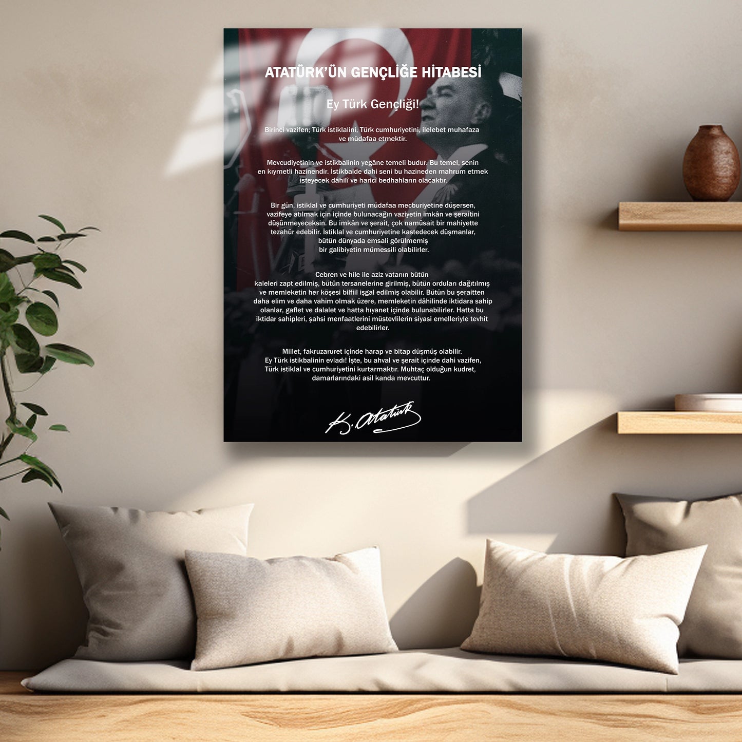 atatürk gençliğe hitabe küside atatürk cam tablo