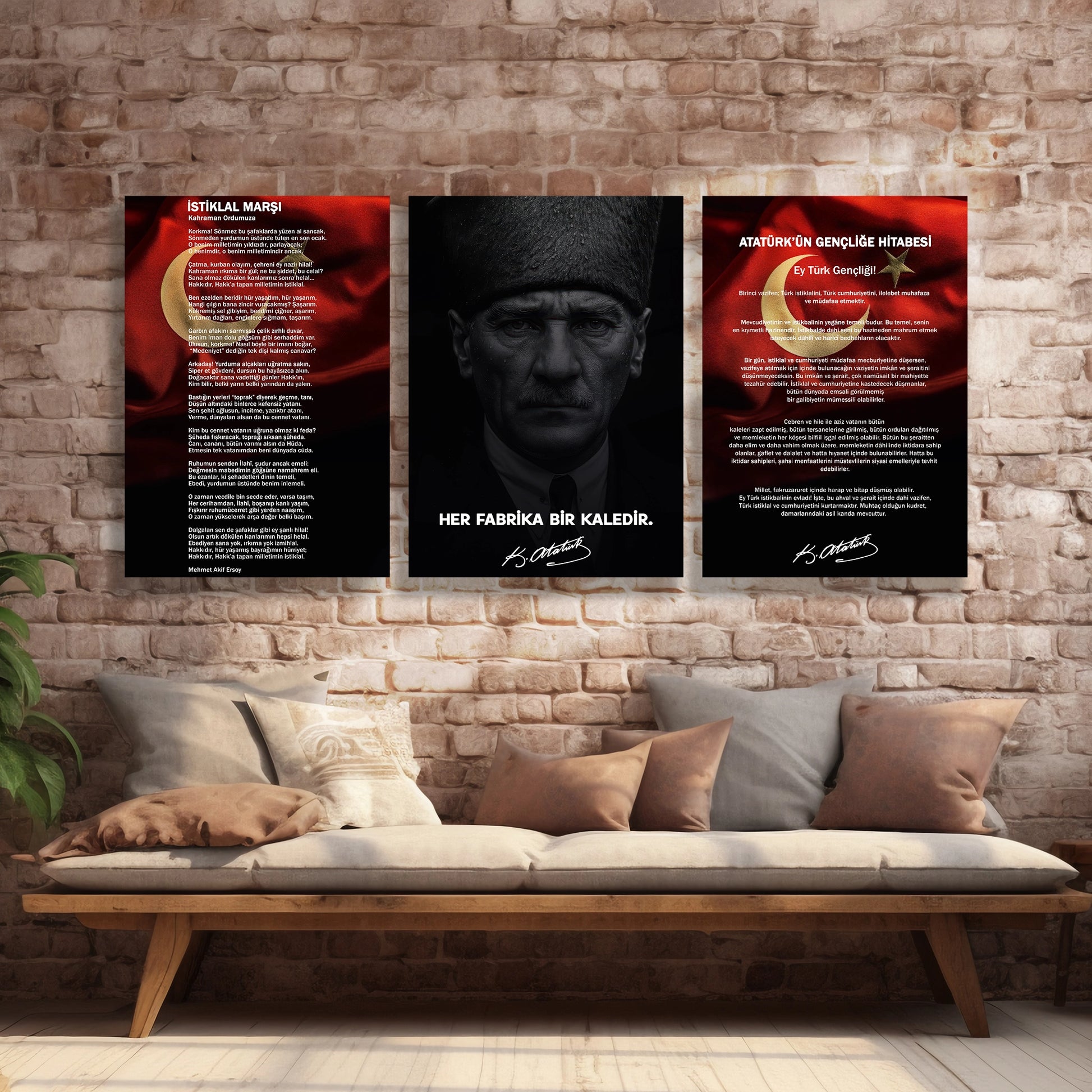 her fabrika bir kaledir atatürk set cam tablo