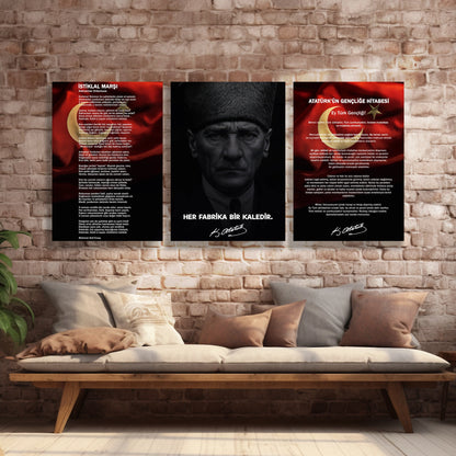 her fabrika bir kaledir atatürk set cam tablo