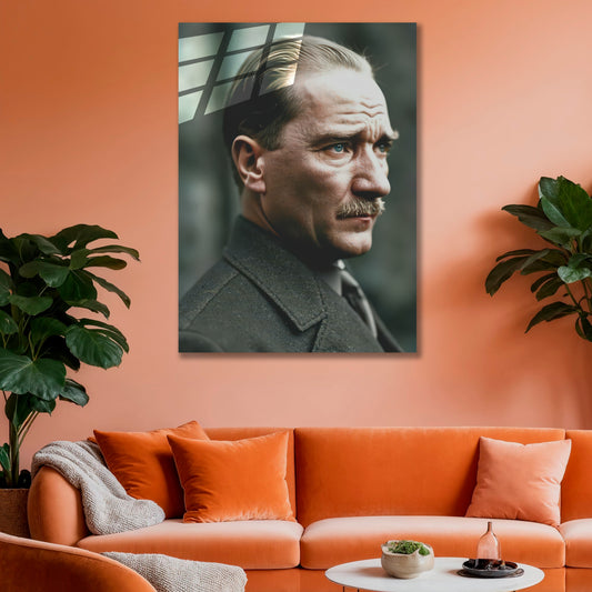 Atatürk Cam Tablo | Takım Elbiseli