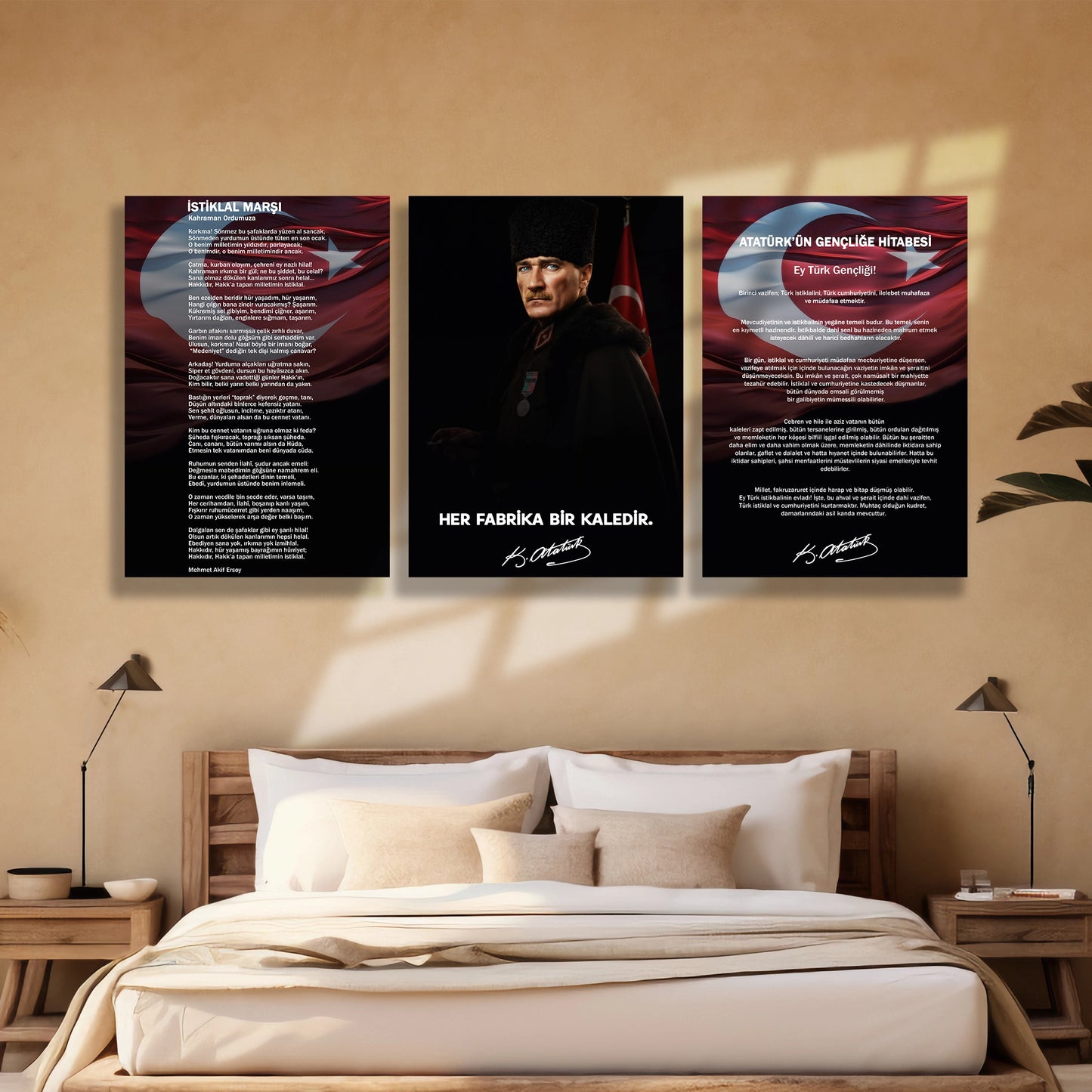 atatürk imzalı cam tablo seti