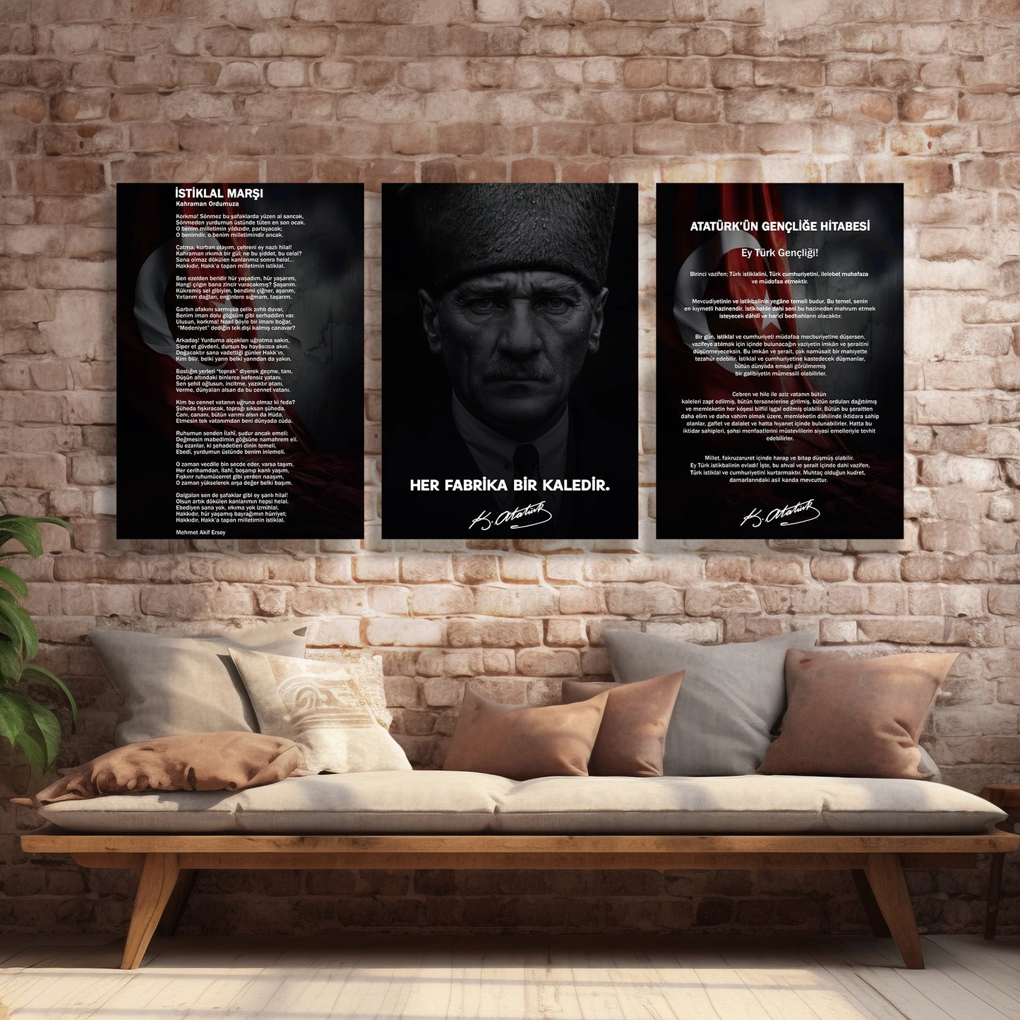 atatürk imzalı cam tablo seti