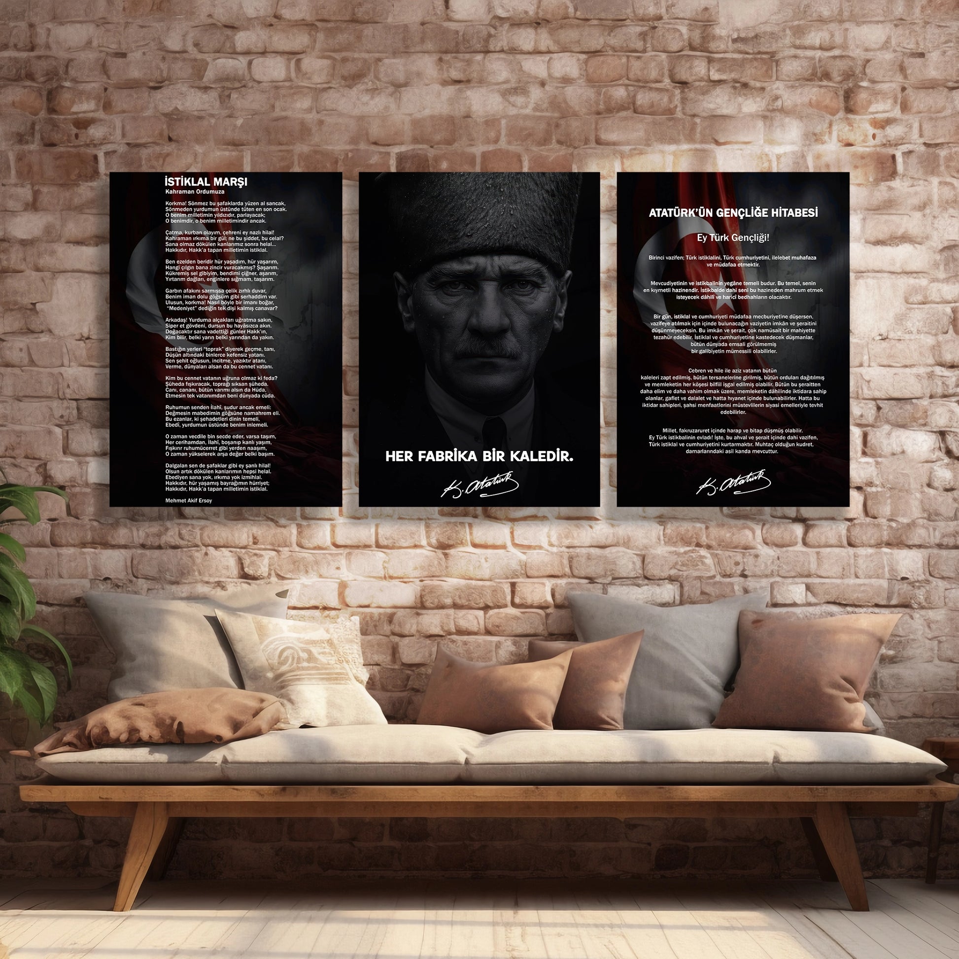 atatürk imzalı cam tablo seti