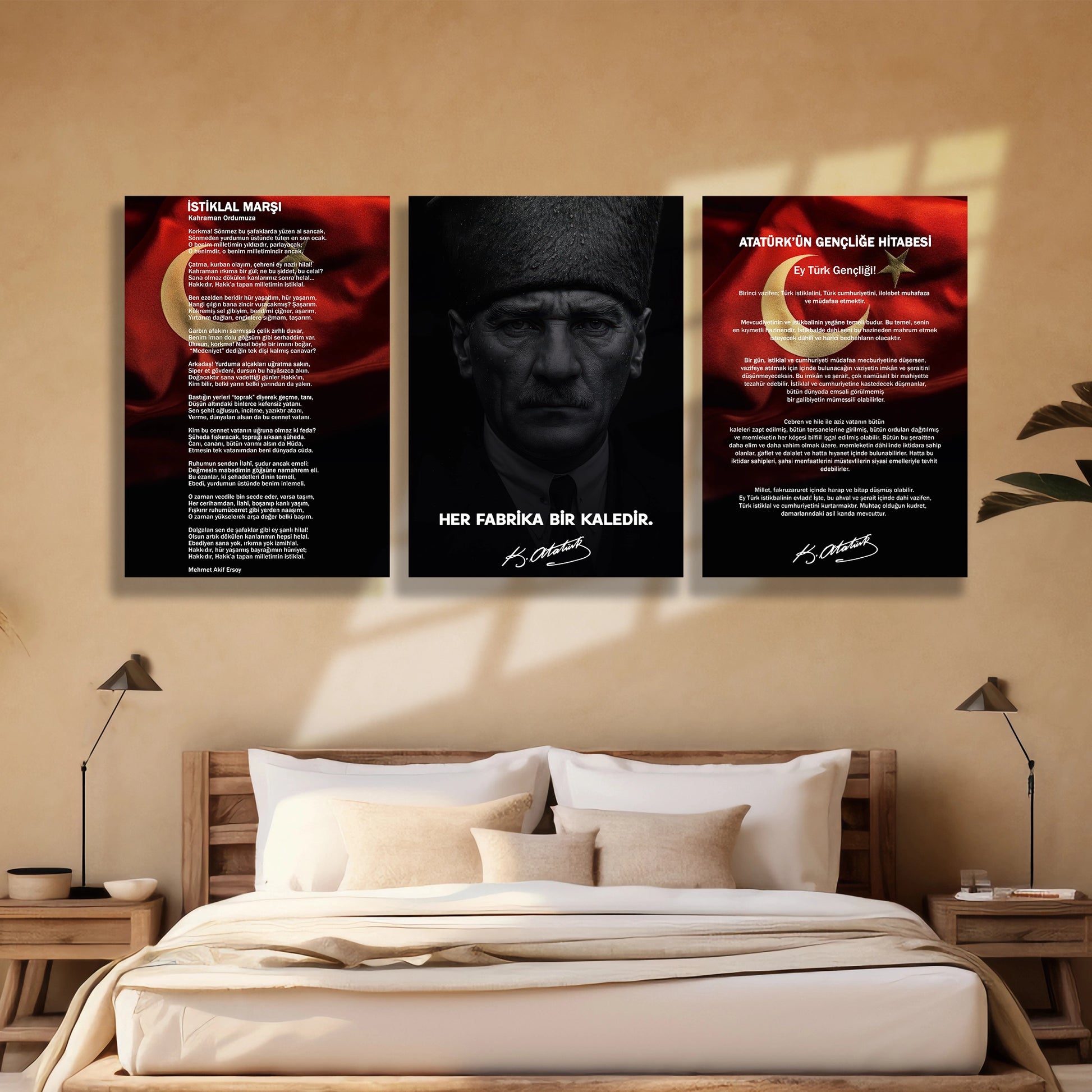 her fabrika bir kaledir istiklal marşı set cam tablo