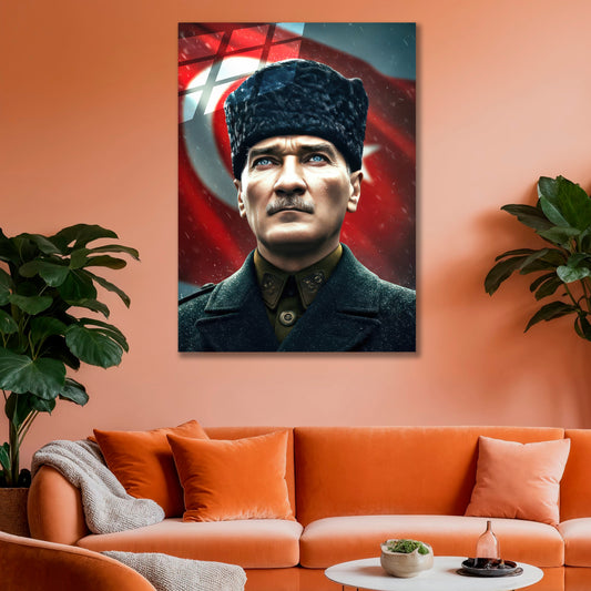 Atatürk Cam Tablo | Bayrak ve Ata