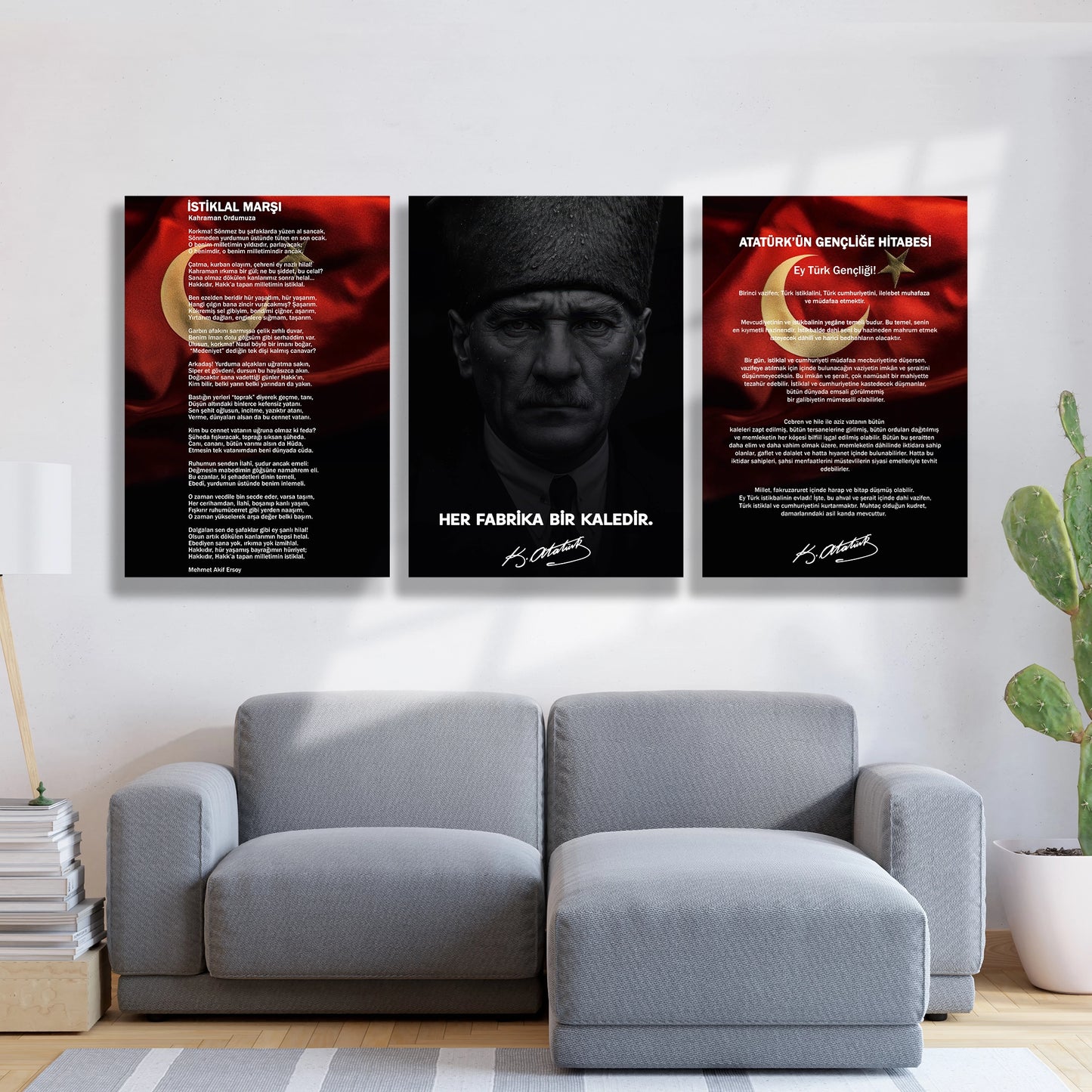 atatürk portre set cam tablo