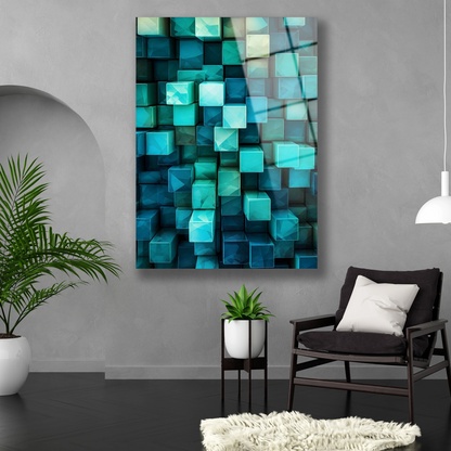 Duvar dekorasyonu için dikey formda modern soyut temperli cam baskı