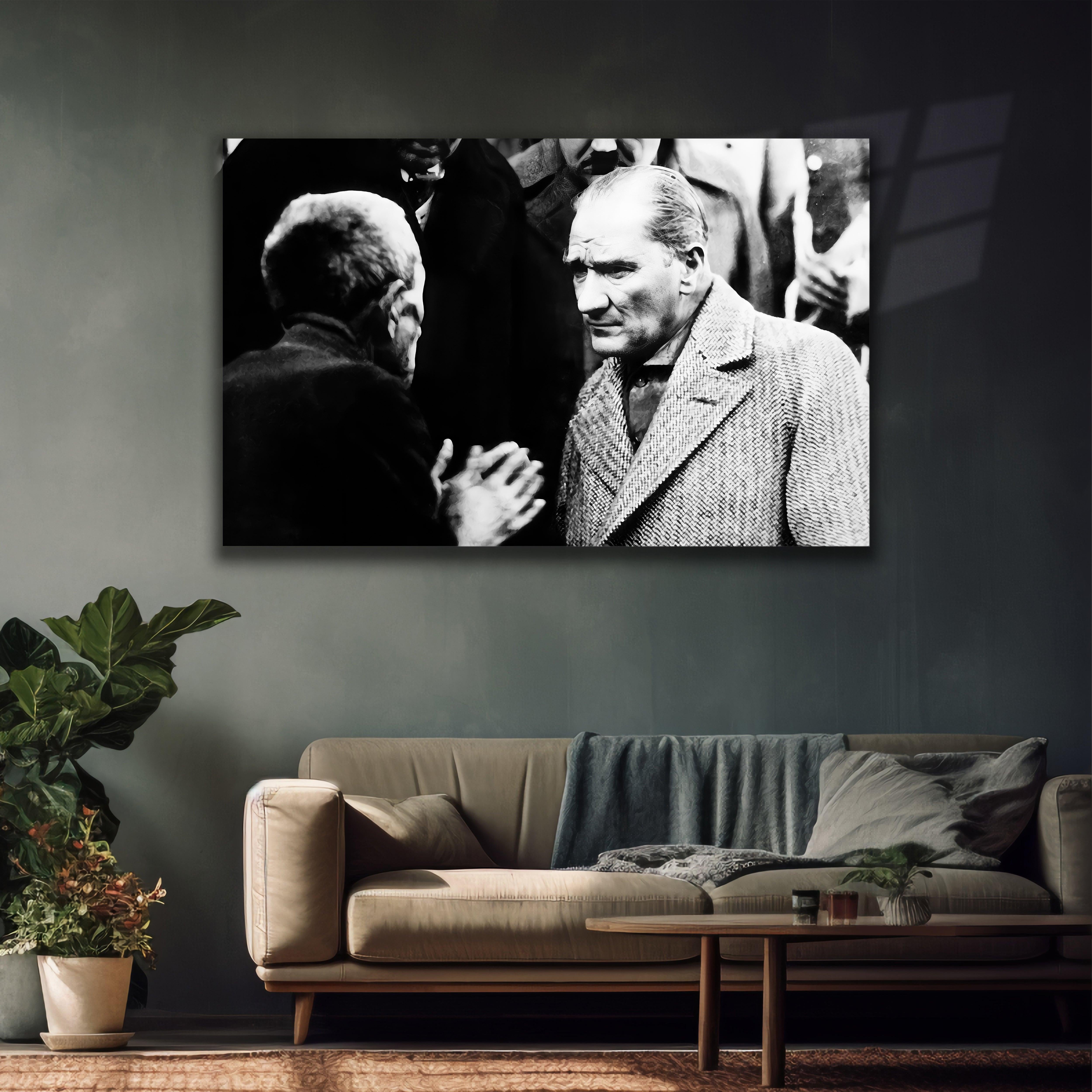 türk halkı ve atatürk cam tablo