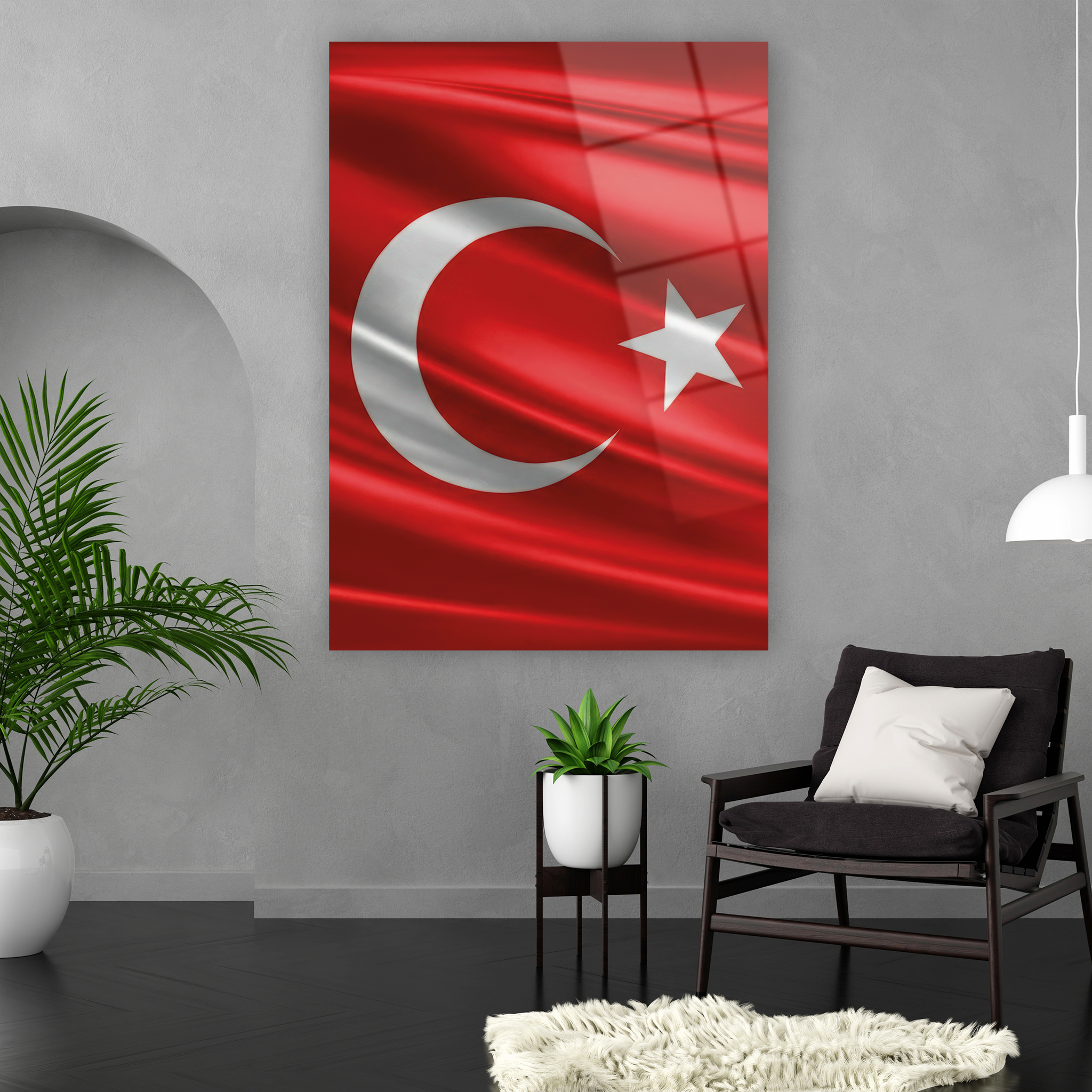 ay yıldızlı kırmızı beyaz karizmatik ofis panosu