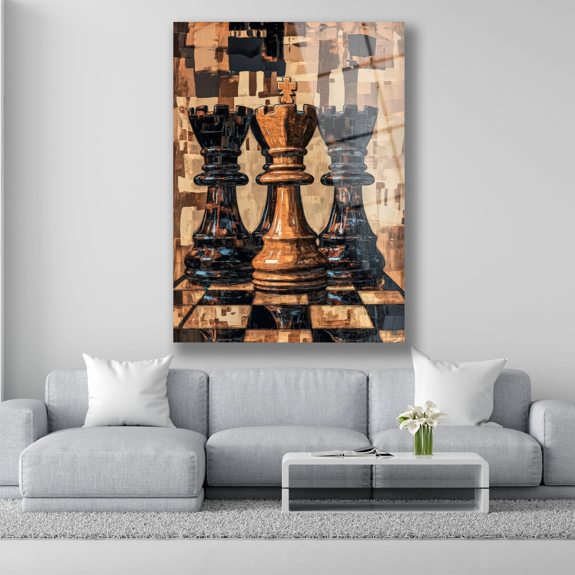 Satranç Krallığı Cam Tablo