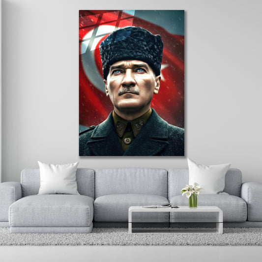 Atatürk Cam Tablo | Bayrak ve Ata