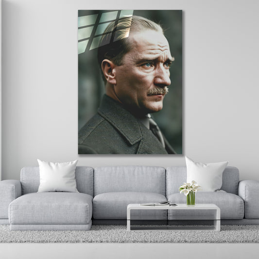Atatürk Cam Tablo | Takım Elbiseli