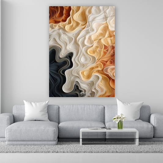 Kağıt Dalgaları Cam Tablo