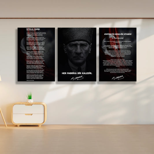 istiklal marşı seti okul için cam tablo