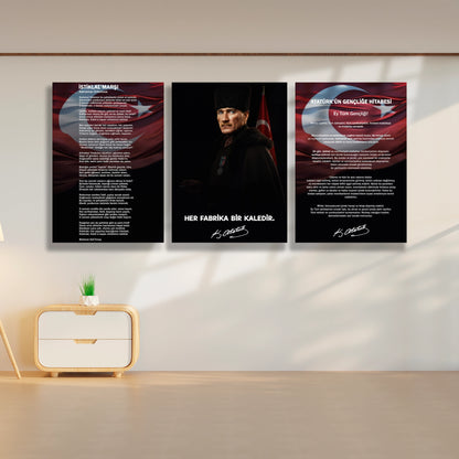 istiklal marşı set cam tablo