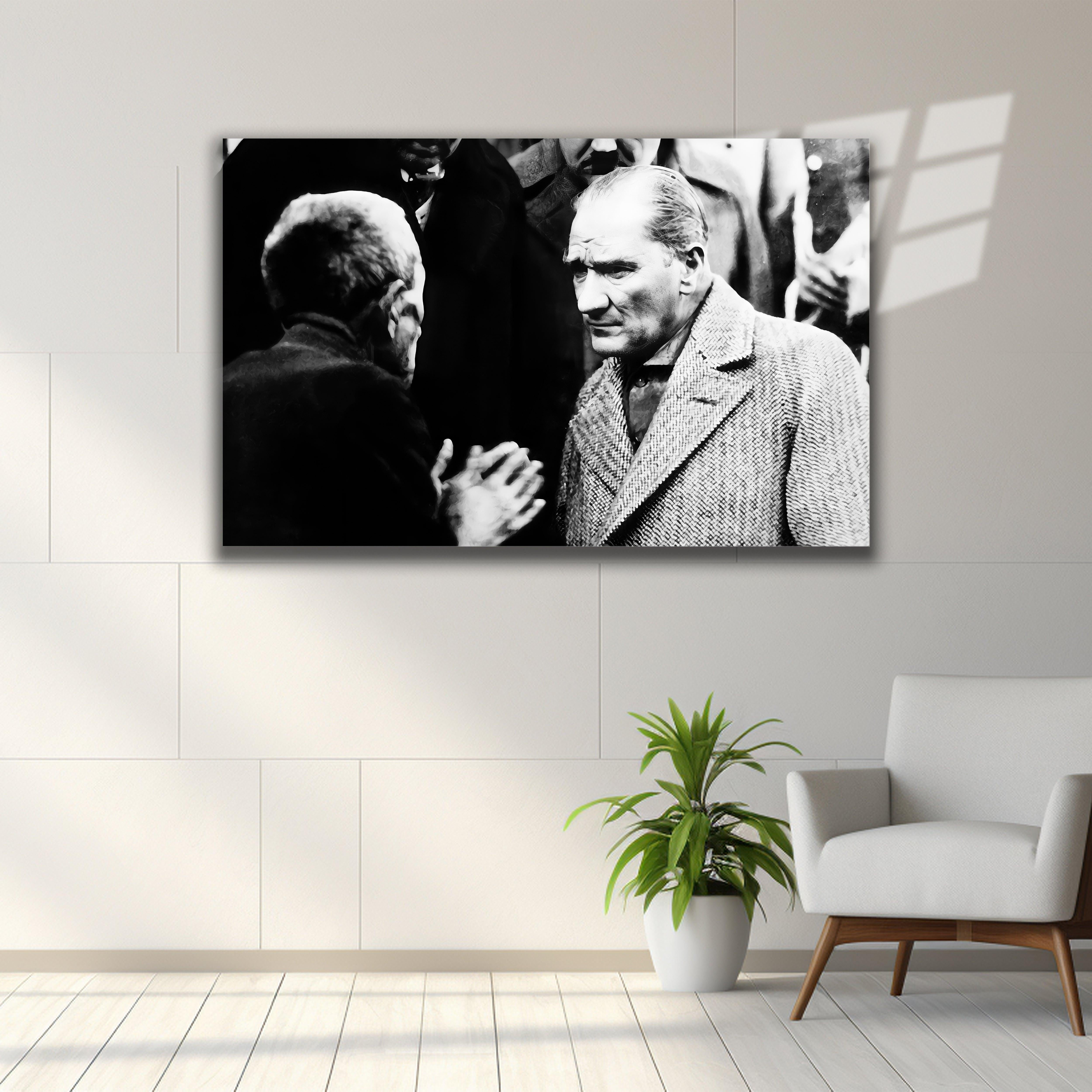 atatürk ve köylü cam tablo