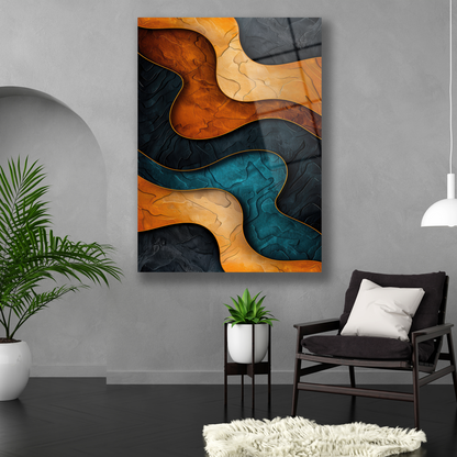 Ofis İçin Şık ve Derinlikli Soyut Cam Tablo