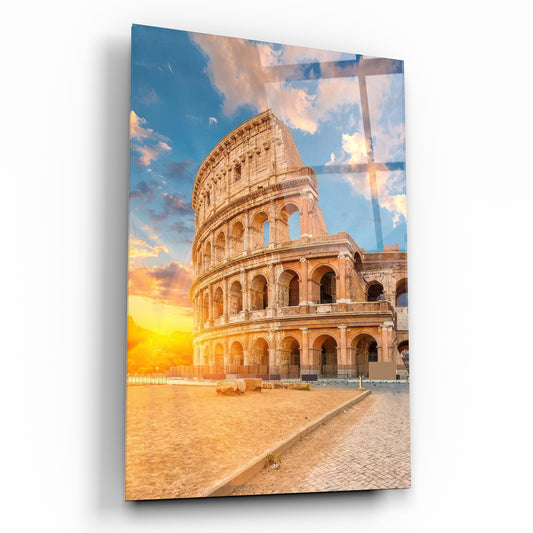 Roma Kolezyum Gün Batımı Manzaralı Cam Tablo