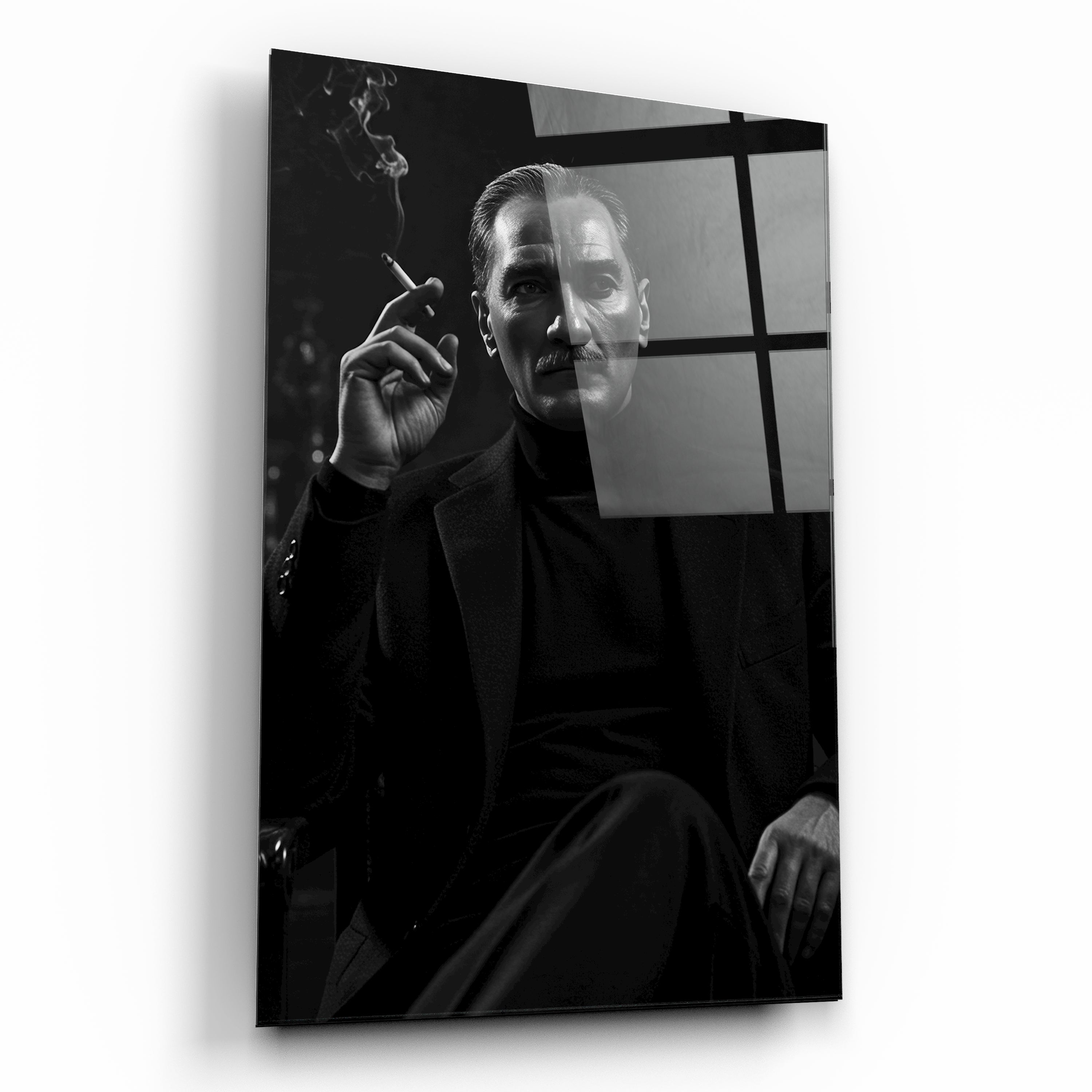 Sigara İçen Atatürk Cam Tablo
