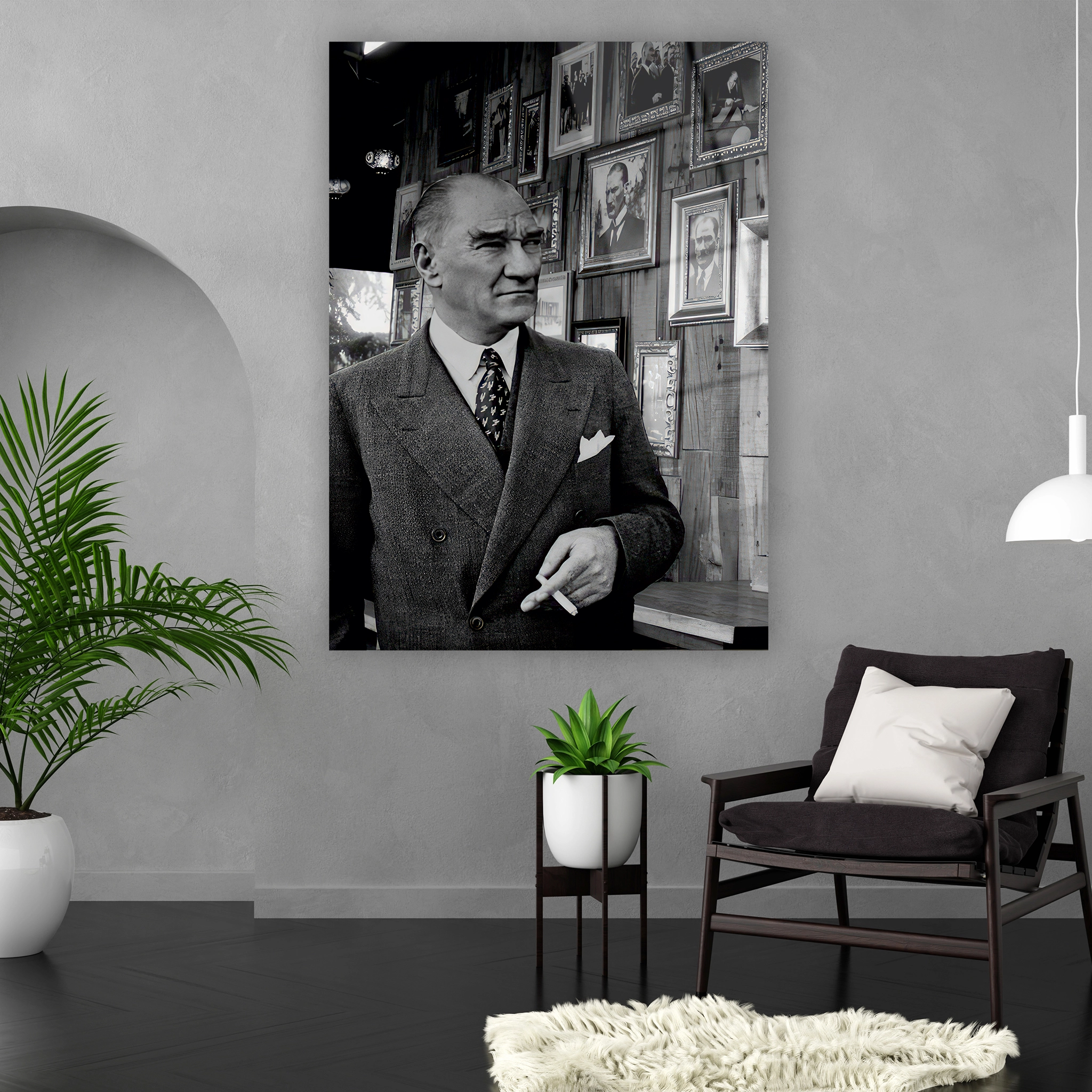 galeri duvarı arka planlı asil atatürk posteri denizli