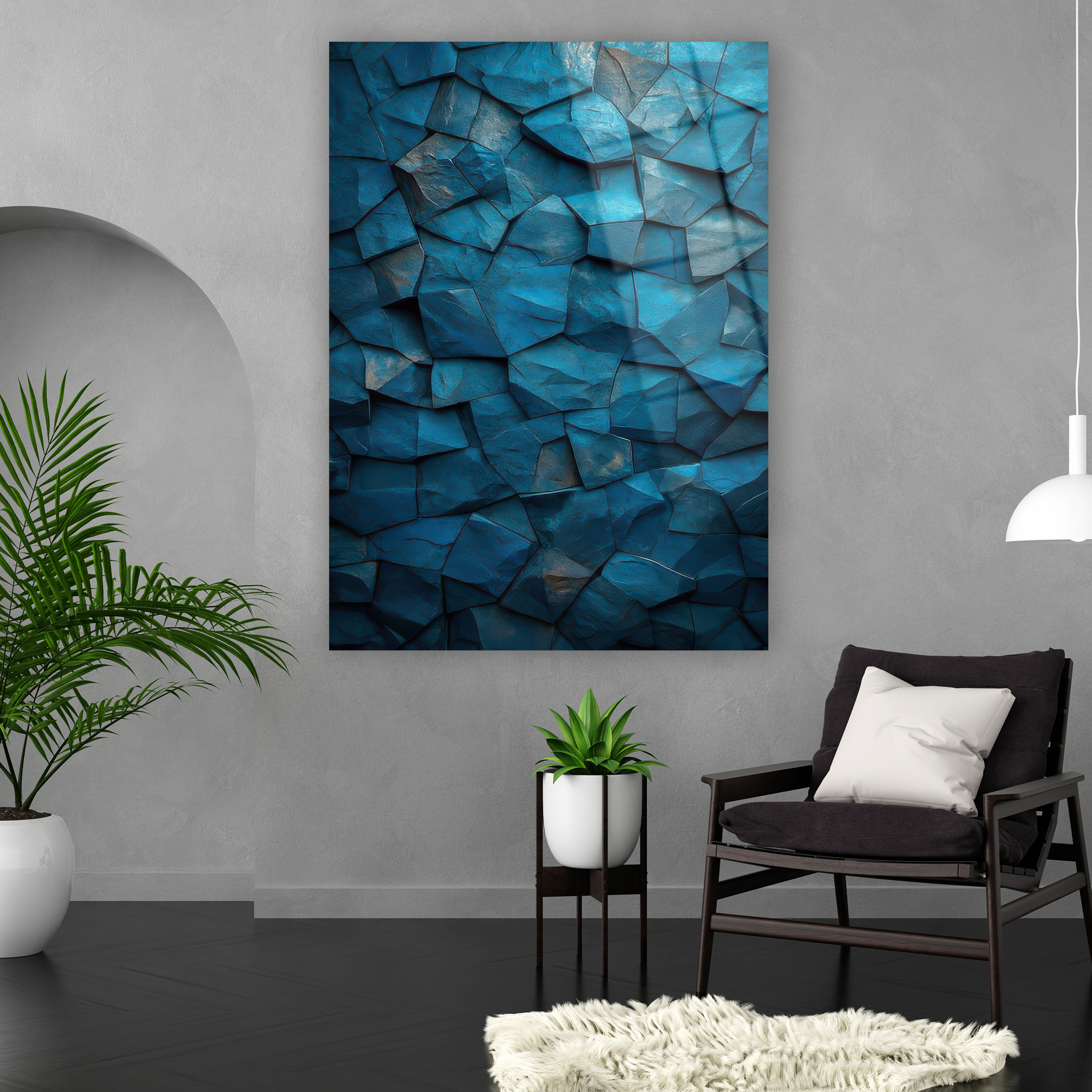 abstract blue stone texture glass art