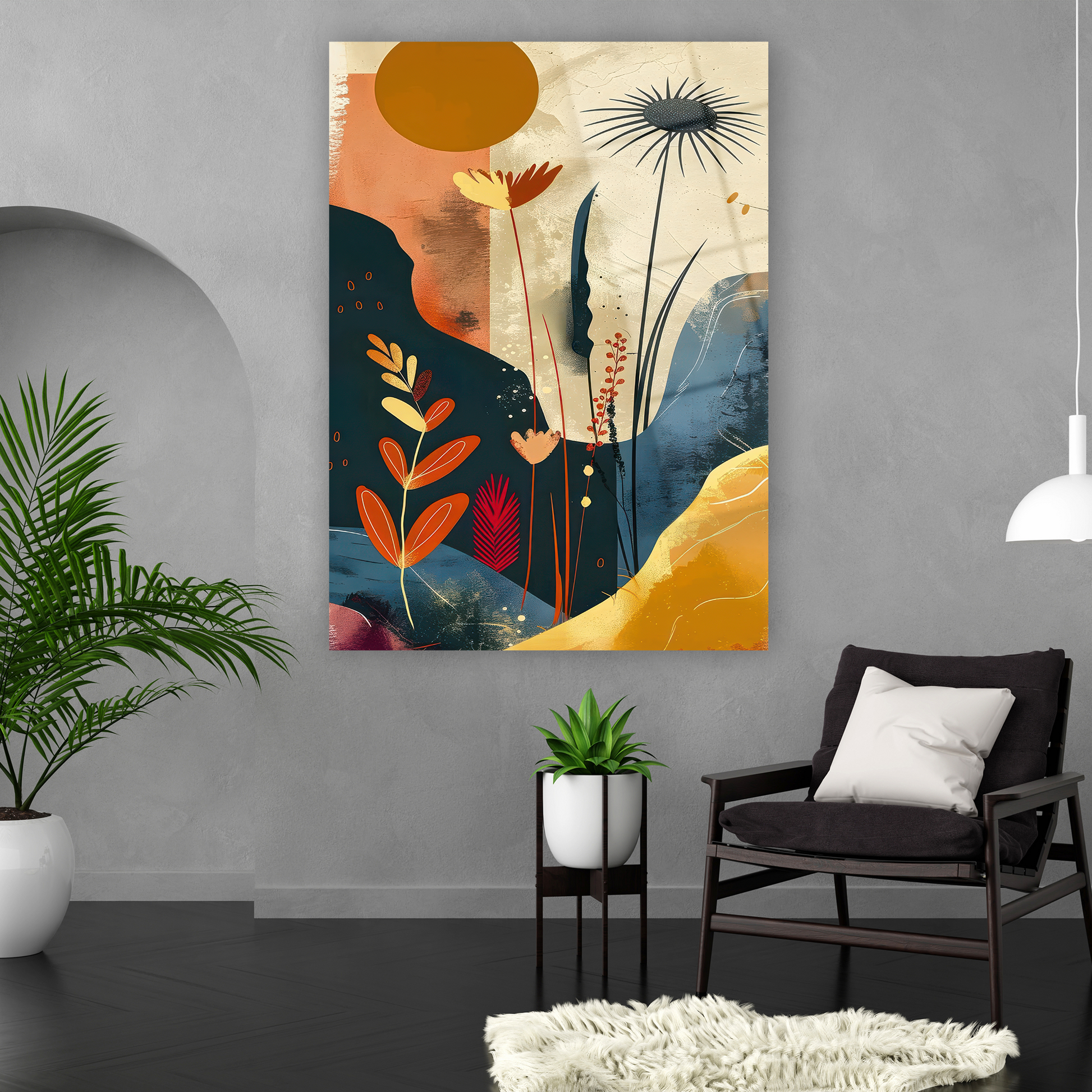 salon ve yatak odası için sıcak renkli tablo