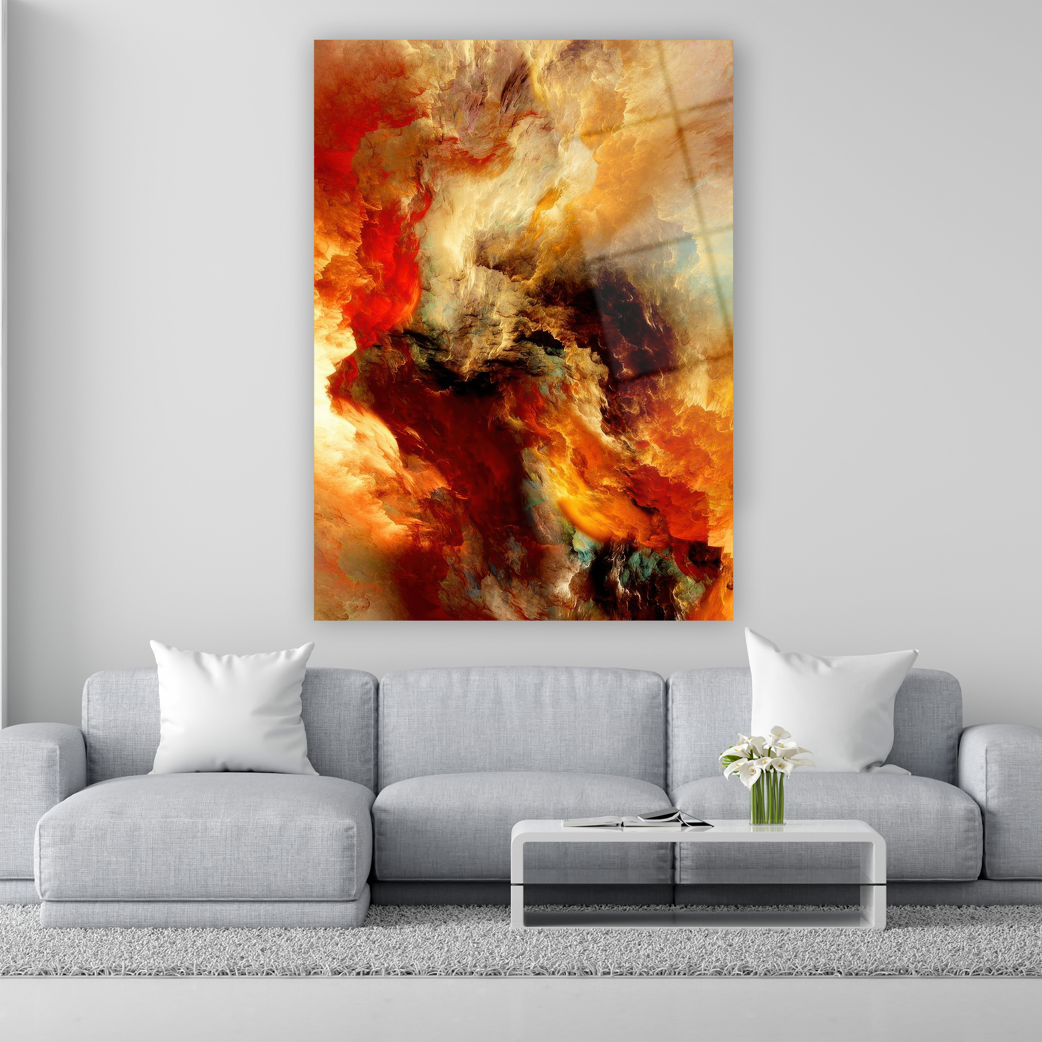 abstract fire and smoke explosion glass art