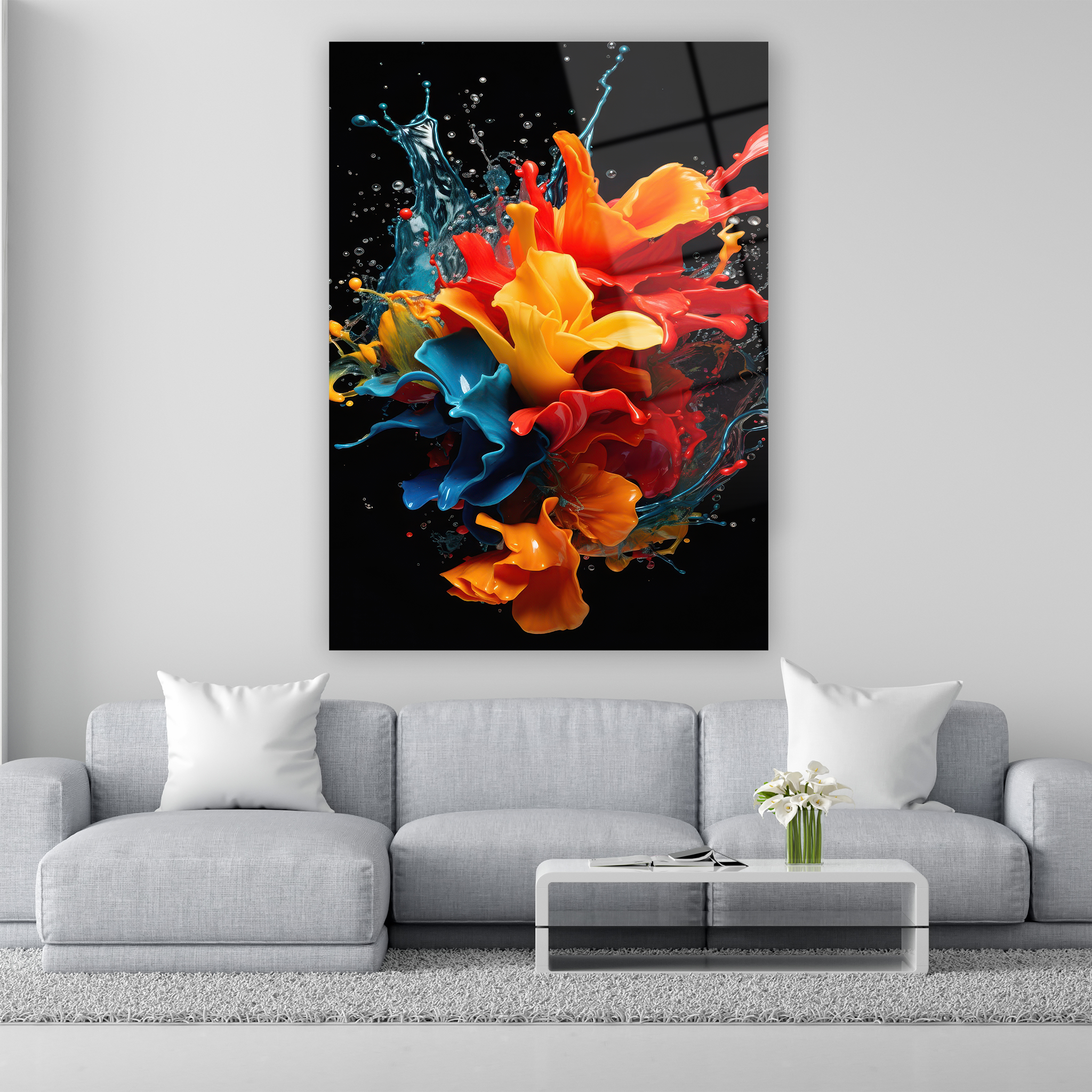 colorful liquid splash abstract flower art
