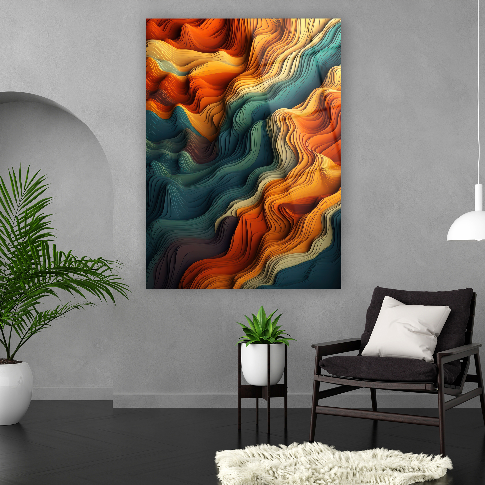 abstract 3d paper cut style glass art